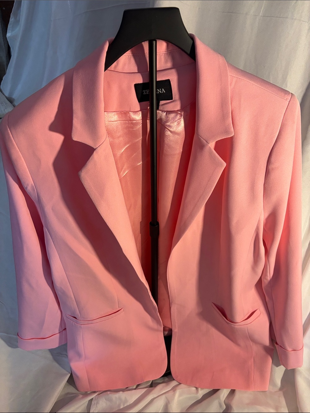 Zenana Outfitters Women's Pink Blazer Jacket